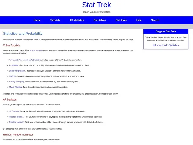 Preview of Stat Trek Website