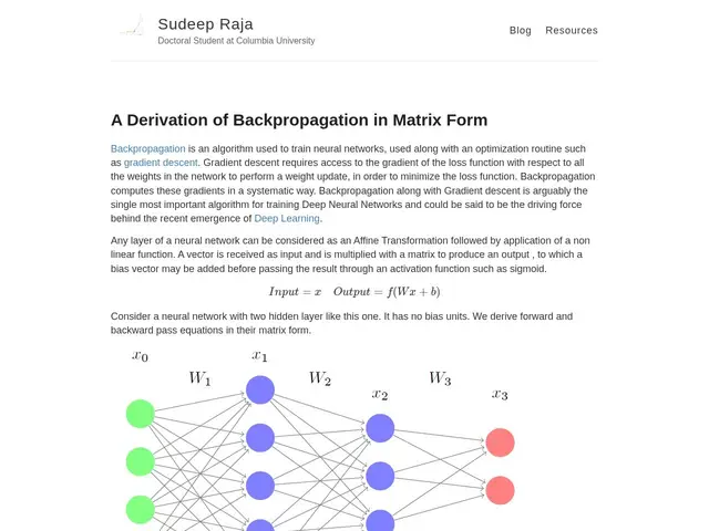 Preview of Backpropagation in Matrix Form