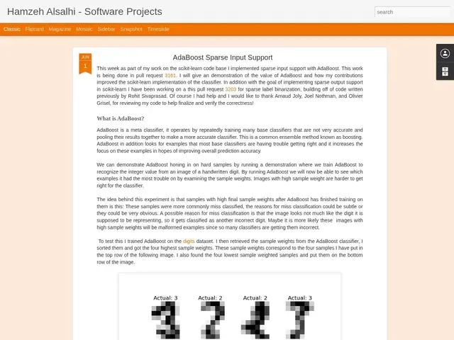 Preview of AdaBoost Sparse Input Support