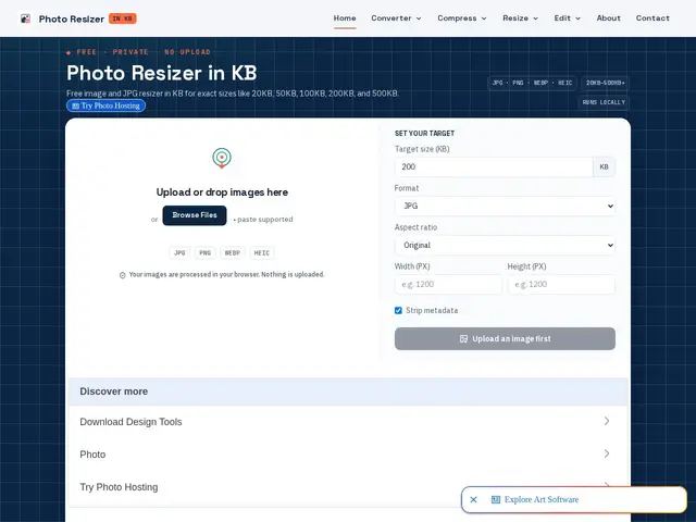 Preview of Photo Resizer In KB