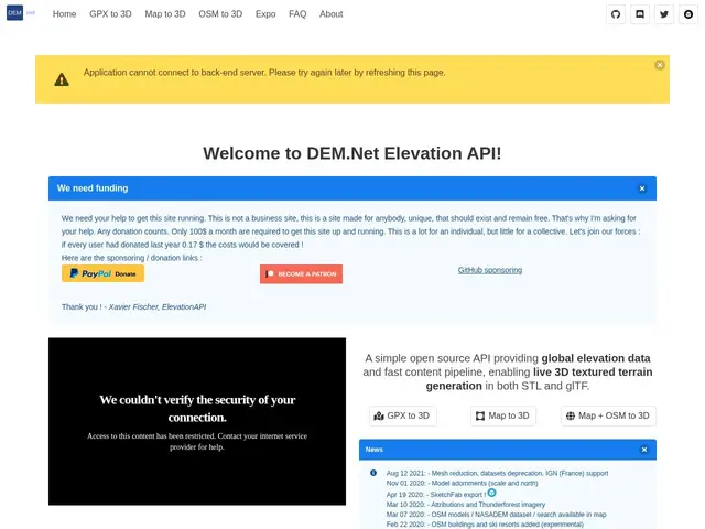 Preview of DEM Net Elevation API