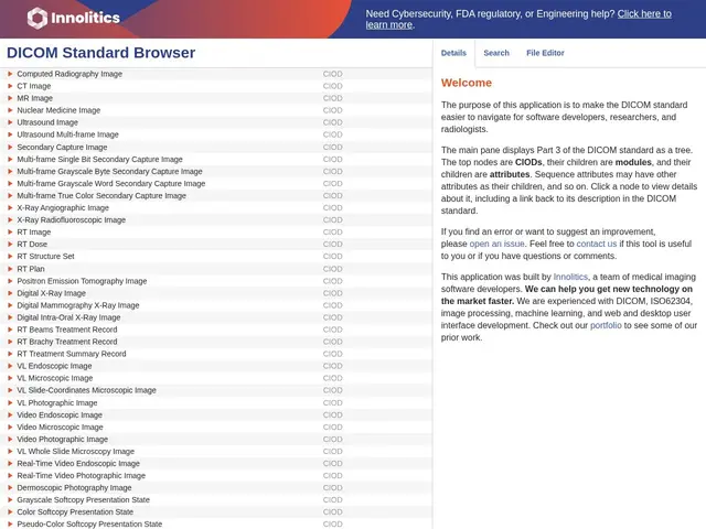 Preview of DICOM Standards Browser