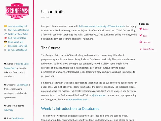 Preview of Open Sourced Elective: Database and Rails