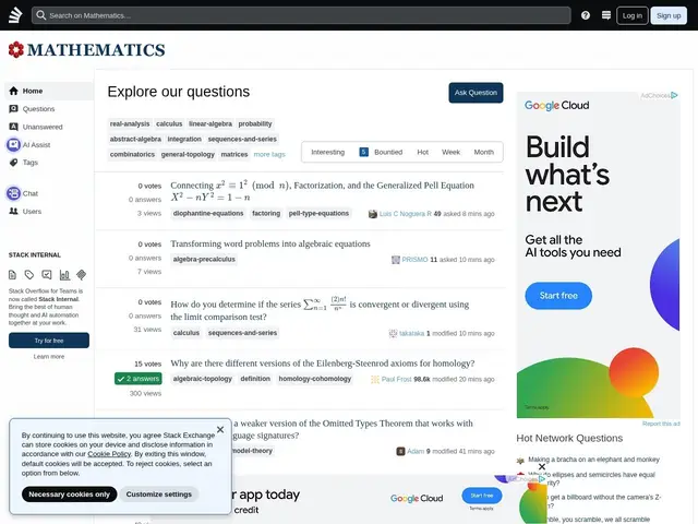 Preview of Mathematics Stack Exchange