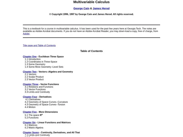 Preview of Multivariable Calculus