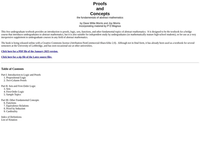 Preview of Proofs and Concepts: the fundamentals of abstract mathematics