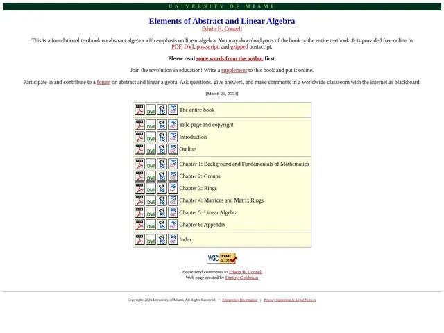 Preview of Elements of Abstract and Linear Algebra