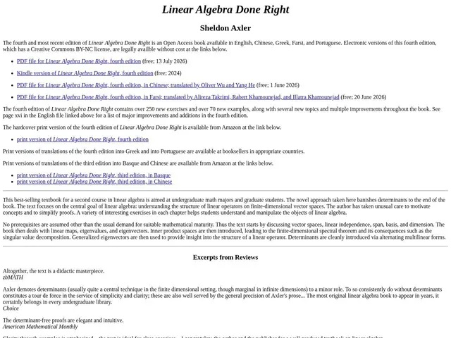 Preview of Linear Algebra Done Right