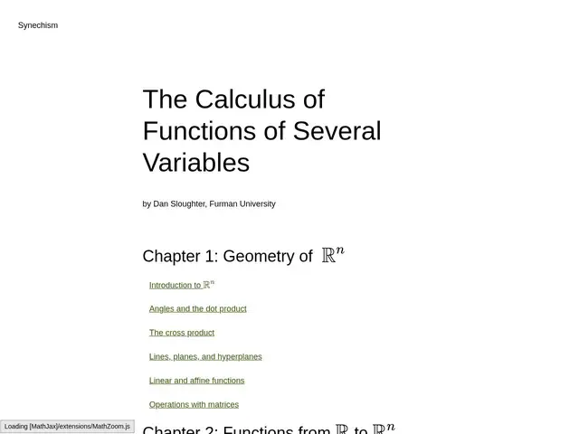 Preview of The Calculus of Functions of Several Variables