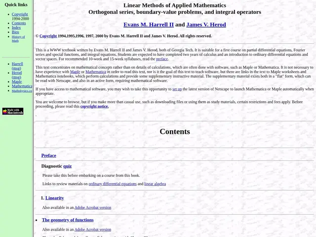 Preview of Linear Methods of Applied Mathematics