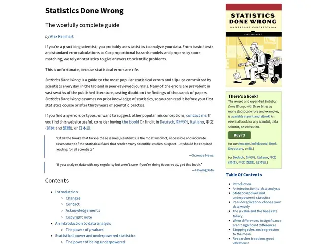 Preview of Statistics Done Wrong