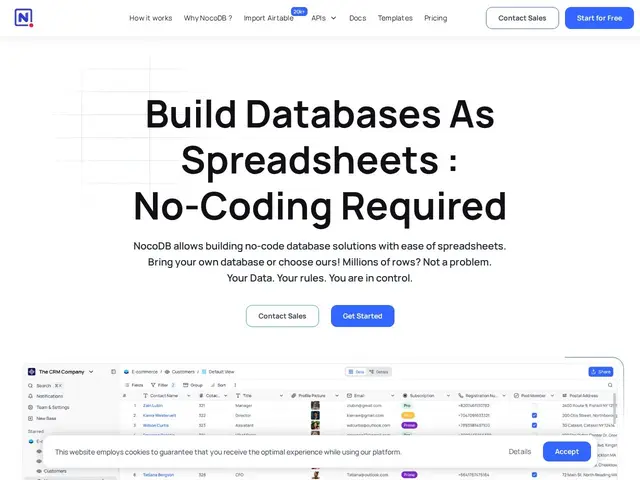 Preview of NocoDB