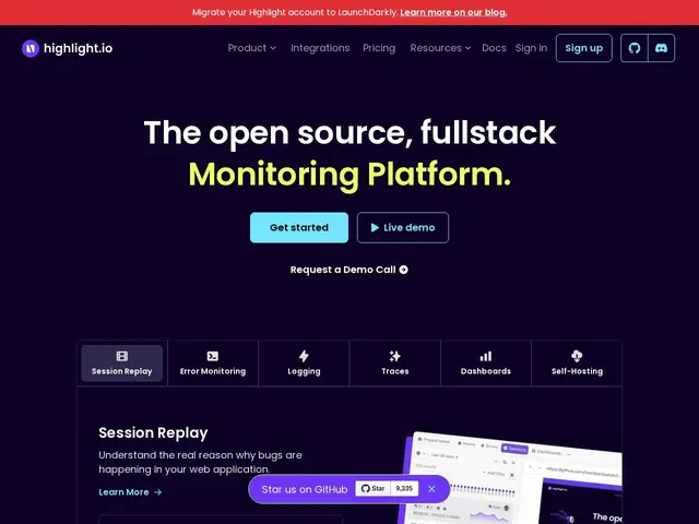Preview of Highlight.io