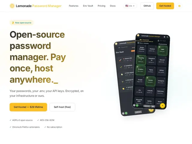 Preview of Lemonade Password Manager