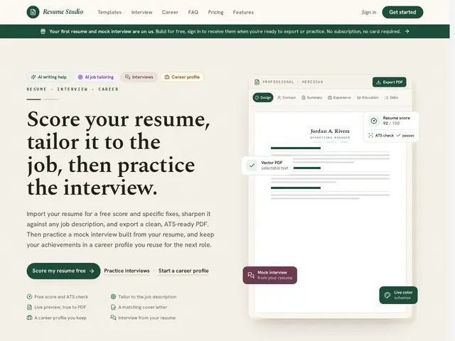 Preview of Resume Studio