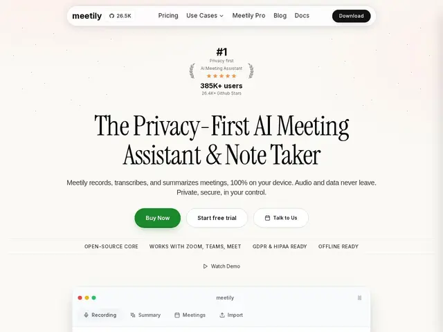 Preview of Meetily
