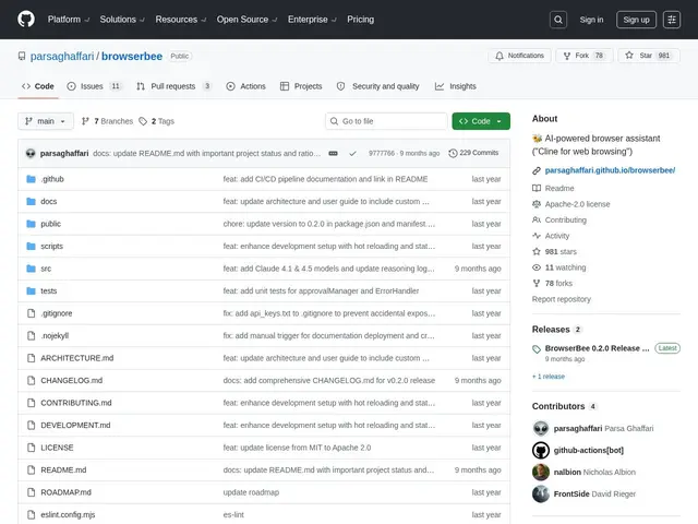 Preview of BrowserBee
