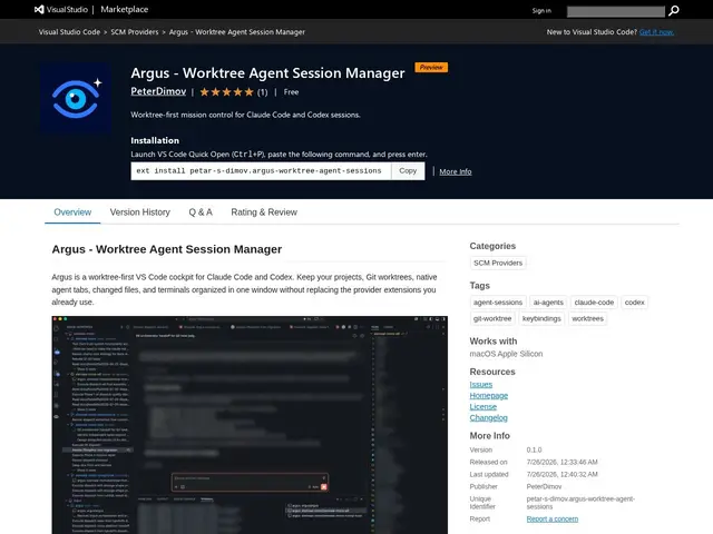 Preview of Argus - Worktree Agent Session Manager