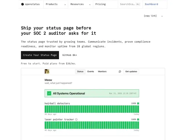 Preview of OpenStatus