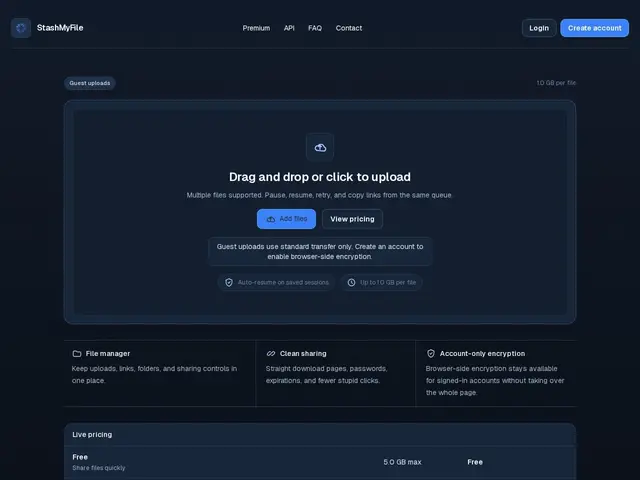 Preview of StashMyFile