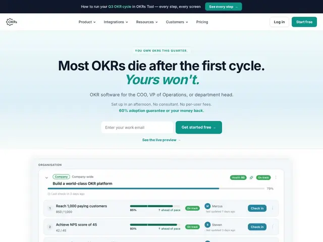 Preview of OKRs Tool