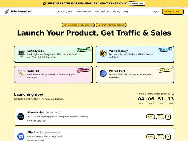 Preview of Solo Launches
