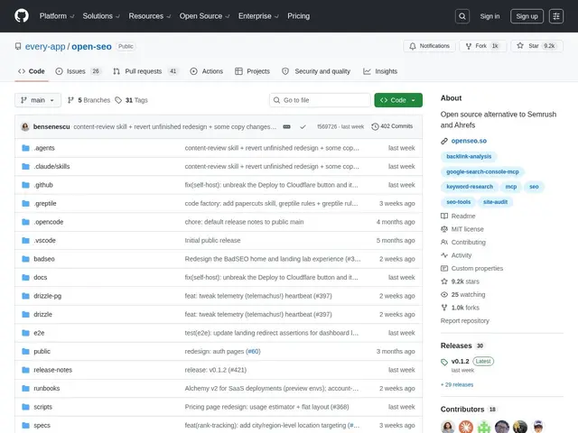 Preview of OpenSEO