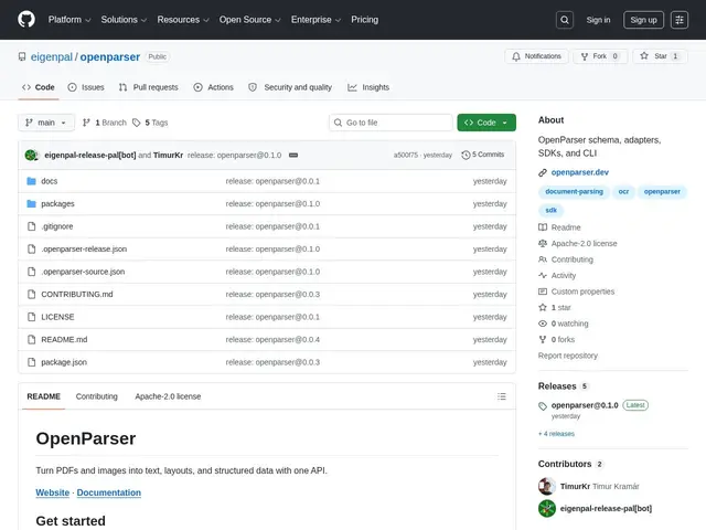 Preview of OpenParser