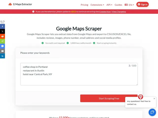 Preview of G Maps Extractor