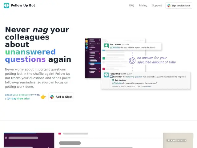 Preview of Follow Up Bot for Slack