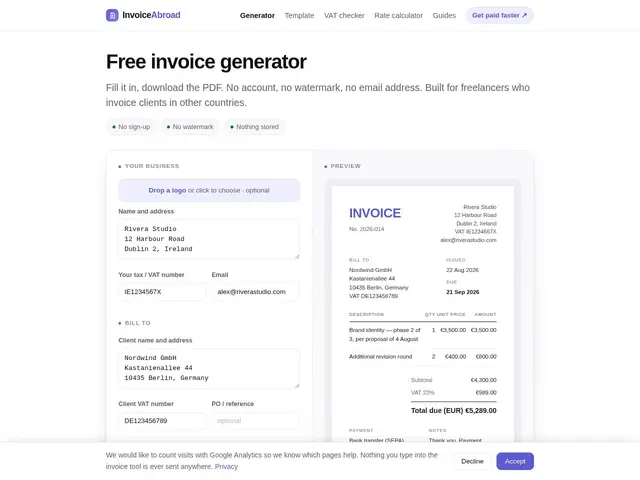 Preview of InvoiceAbroad