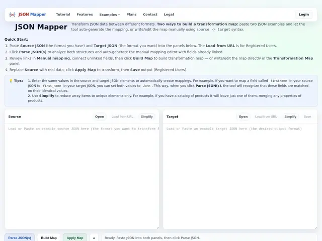 Preview of JSON Mapper
