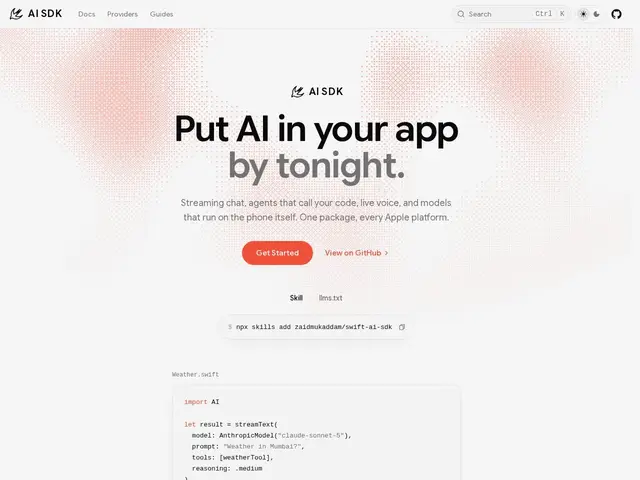 Preview of Swift AI SDK