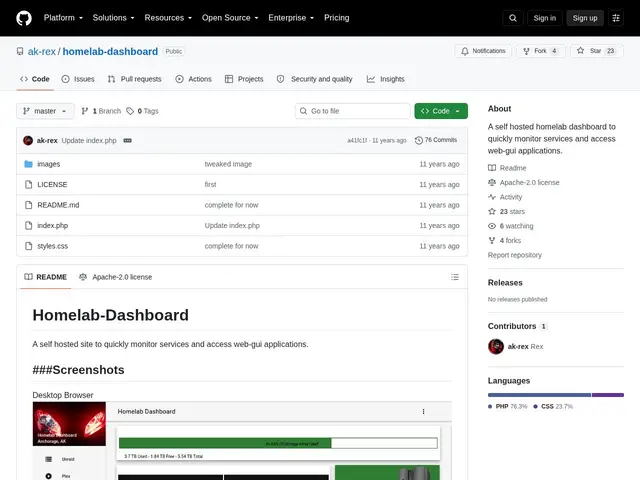 Preview of Homelab Dashboard (ak-rex)