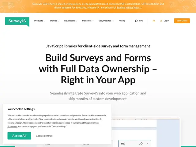 Preview of SurveyJS