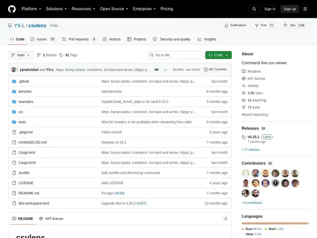 Preview of csvlens