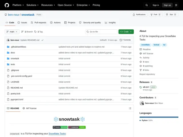 Preview of Snowtask