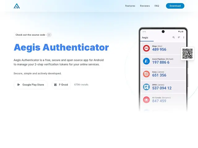Preview of Aegis Authenticator