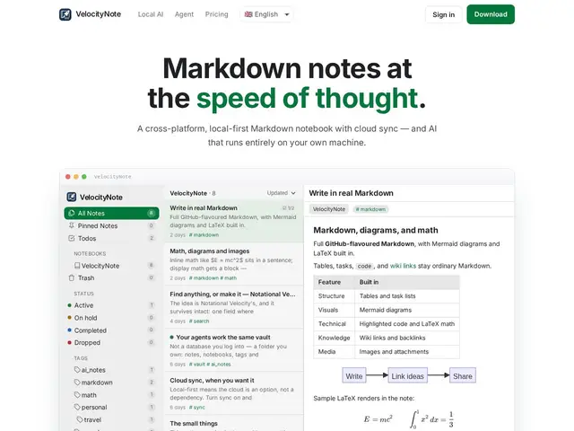 Preview of VelocityNote