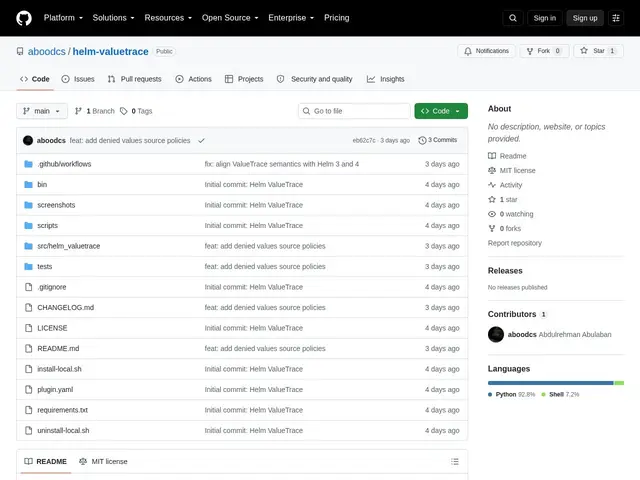 Preview of Helm ValueTrace