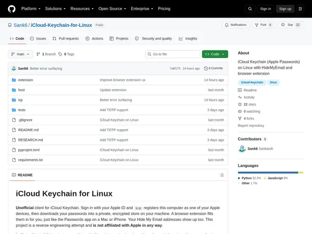 Preview of iCloud Keychain for Linux