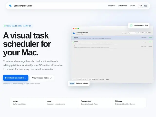 Preview of LaunchAgent Studio