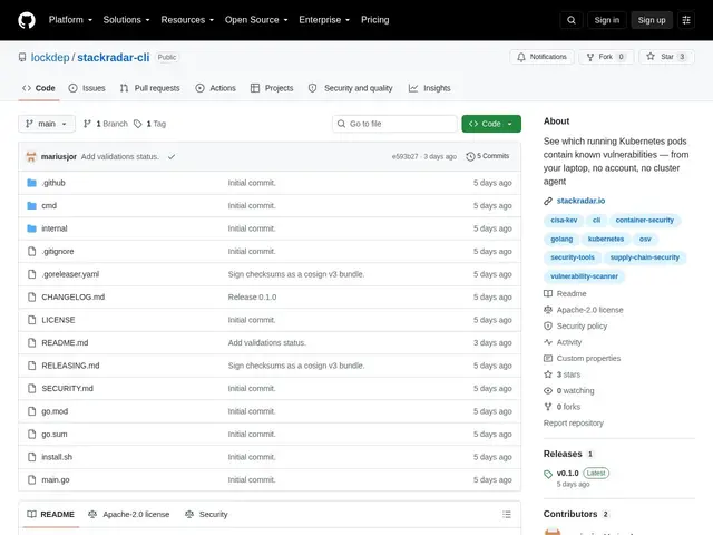 Preview of StackRadar CLI