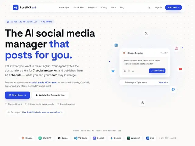Preview of PostMCP AI