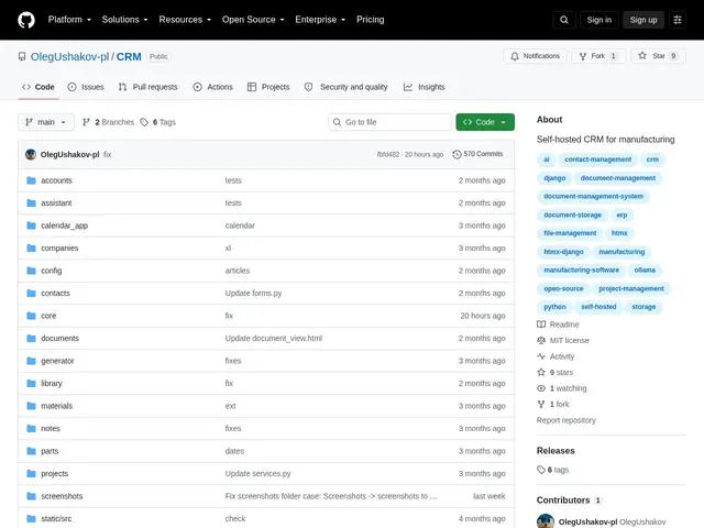 Preview of Manufacturing Shop CRM