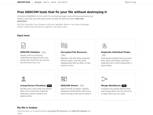Preview of GEDCOM Tools