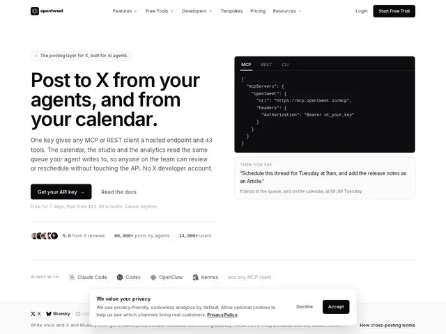 Preview of OpenTweet