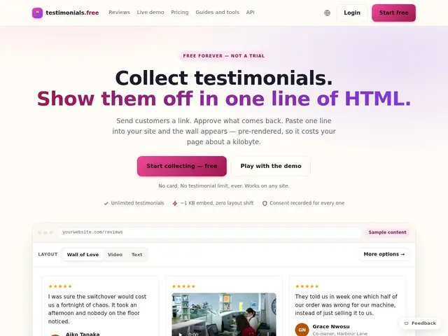Preview of Testimonials.Free