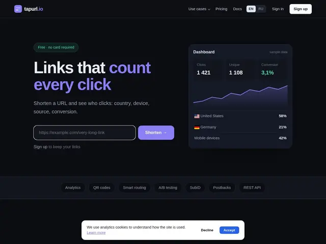 Preview of tapurl.io