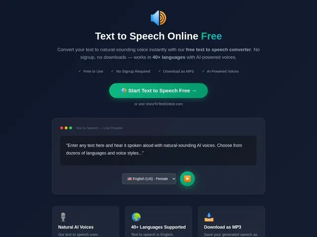 Preview of TextToSpeech.site